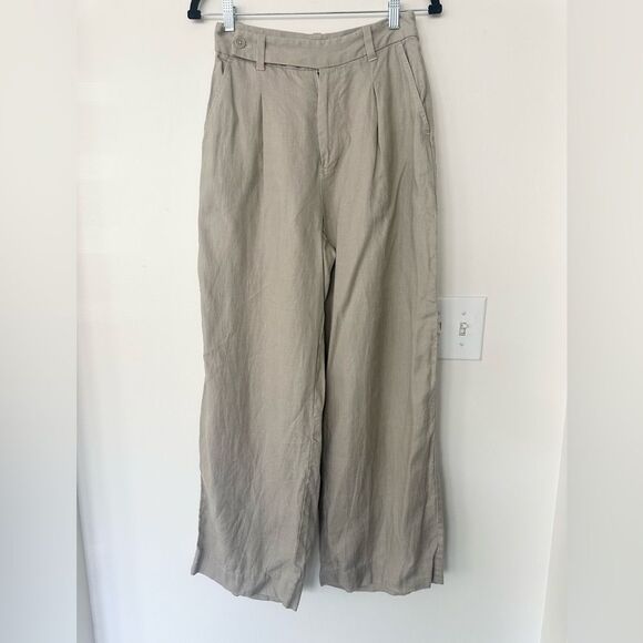 Madewell The Harlow Wide-Leg Linen Pant 2 (tan) - Picture 1 of 7